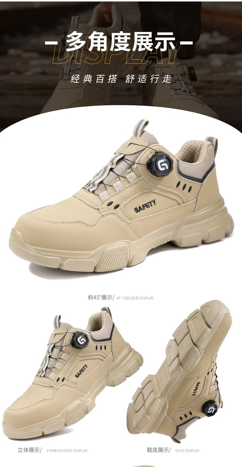 Men Shoes Safety Work Shoes Anti-smash Anti-puncture Safety Steel Toe Shoes High-cut Waterproof Anti-slip Light Soft Ankle Boots