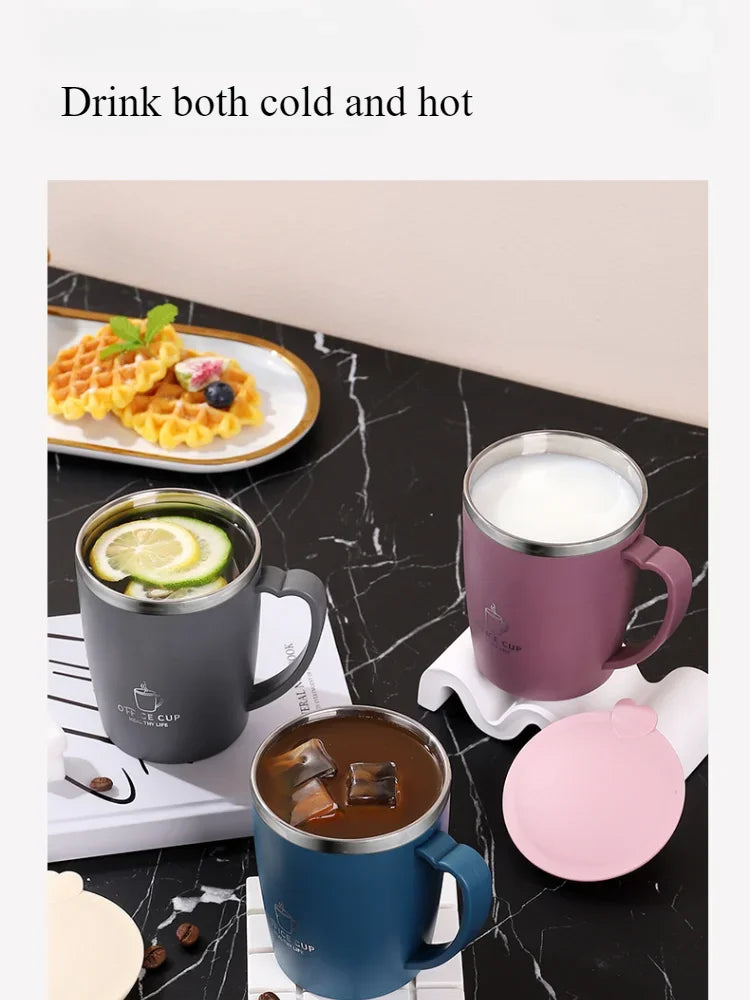 Portable Thermal Water Bottle 350ml Thermos Mug 304 Stainless Steel Coffee Cup with Handle Leak-Proof Vacuum Flask Insulated Cup