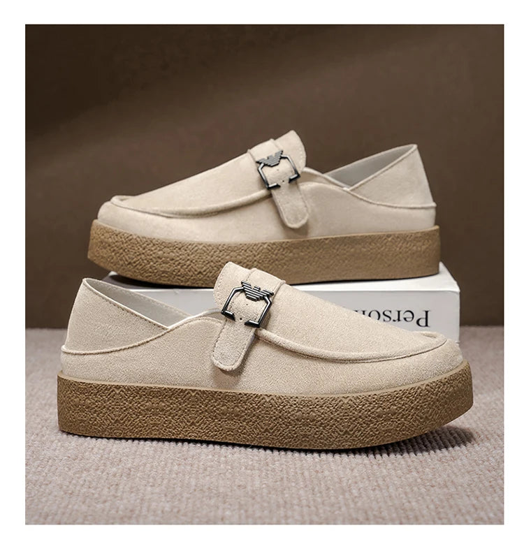 New autumn and winter men's shoes high-quality suede casual shoes British style thick soled board shoes fashionable slippers