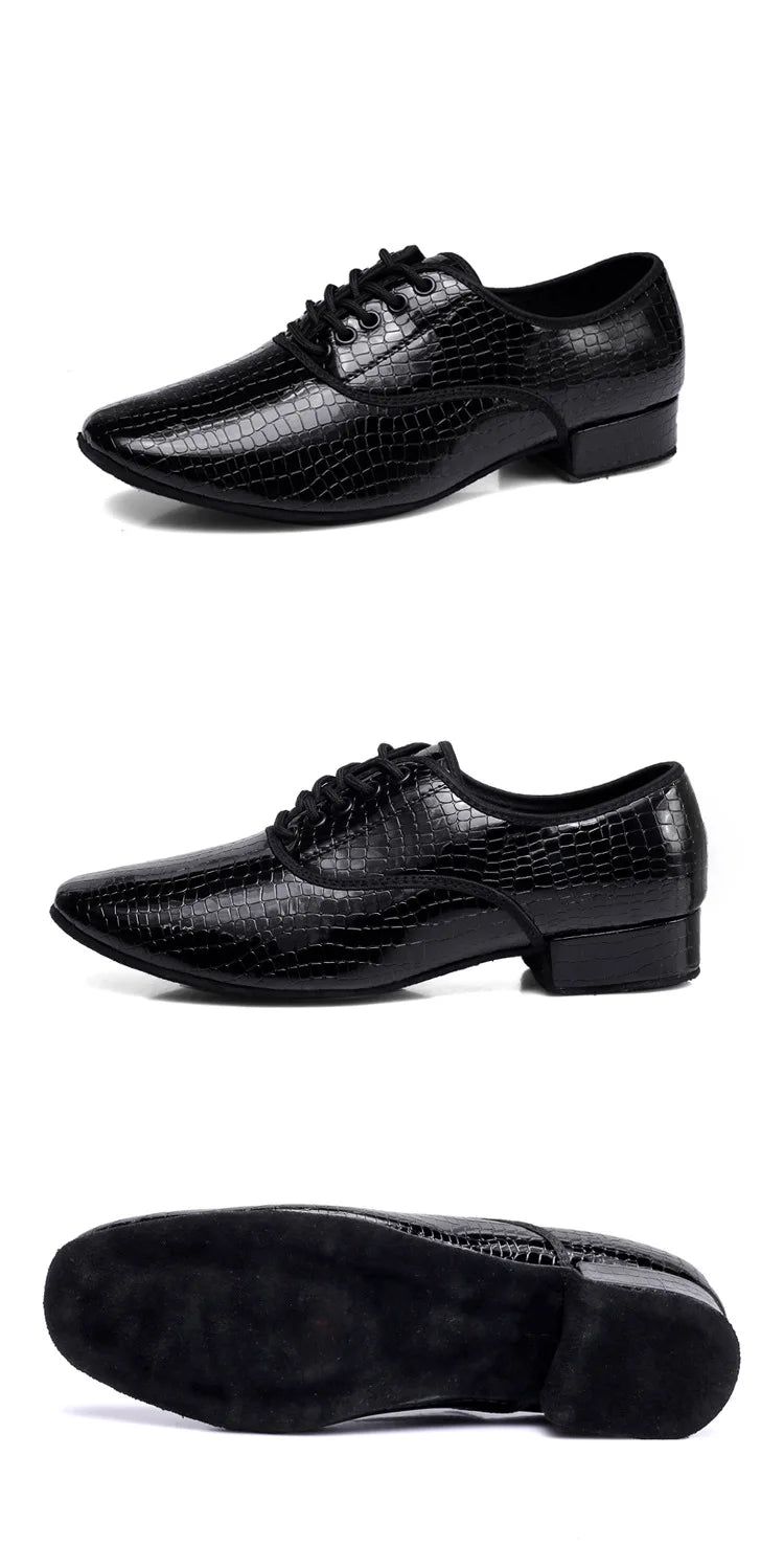 Men Modern Dance Shoes Man Outdoor Dance Leather Latin Jazz Shoes Indoor Suede Sole 2.5CM Heels Ballroom Waltz Shoes Stage Wear