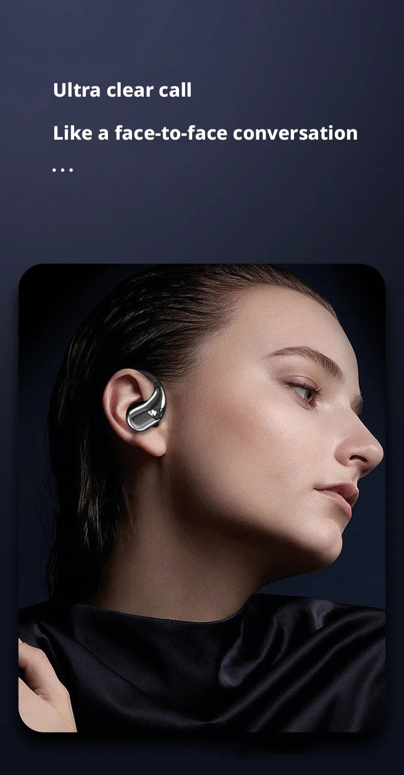 Bluetooth 5.4 Ear Hook Wireless Earphones TWS HiFi Stereo, Waterproof LED Display, Long Standby Touch Control Earbuds for Sports