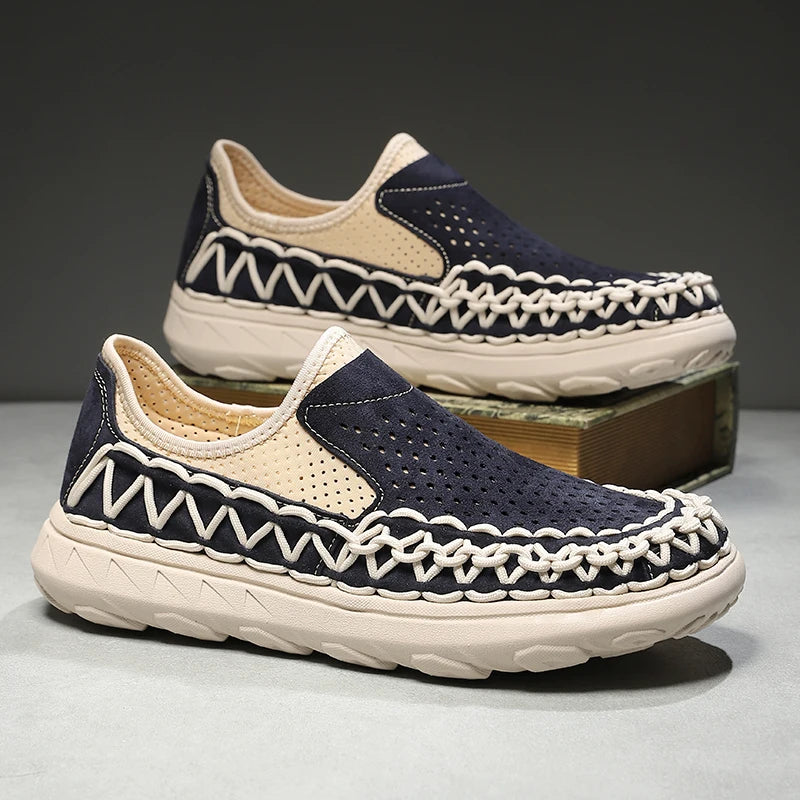 Summer Hand-woven Men's Shoes Fashion Men Casual Shoes Brand Designer Men Sneakers High Quality Outdoor Flats Driving Shoes