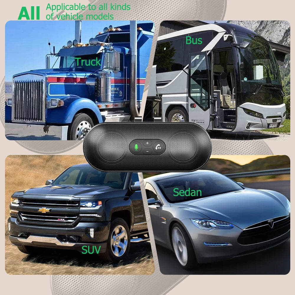 Bluetooth 5.4 Car Kit Handsfree 6W Speakerphone Sun Visor Speaker Mp3 Player Wireless Music Receiver With Voice Assistant