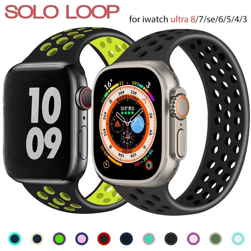Solo Loop for Apple Watch band 44mm 40mm 45mm 41mm 49mm 46mm 42mm Silicone bracelet iWatch Series SE 6 7 8 ultra 2 3 10 11 strap