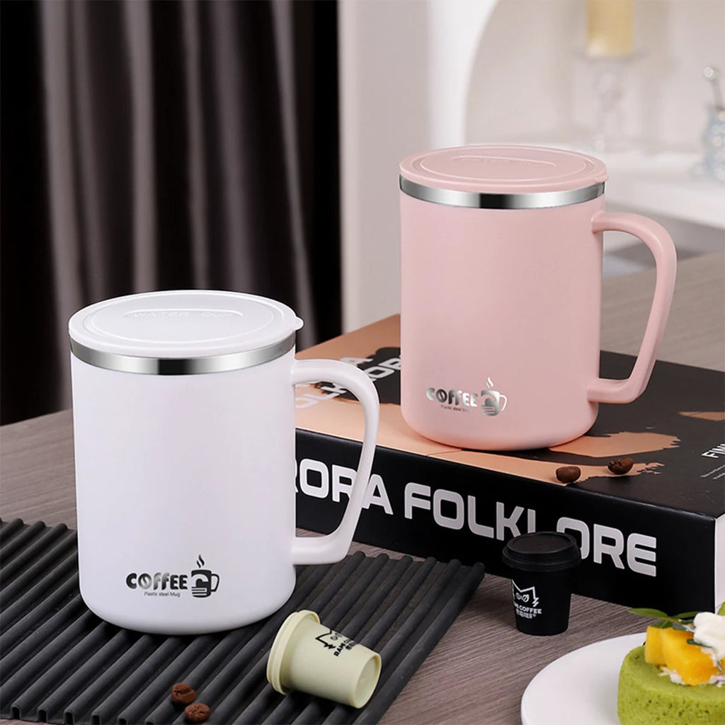 Portable Thermal Mug 304 Stainless Steel Double Wall Insulated Drinking Cup With Handle Anti Scald Sealed Tea Milk Coffee Cup