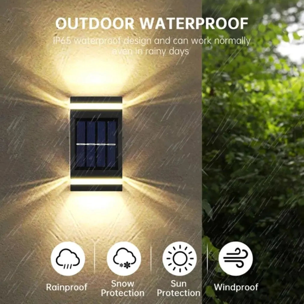 Solar LED Light Outdoor Waterproof Wall Lamp Dusk to Dawn Fence Lighting for Summer Garden Yard Porch Walkway Camping Home