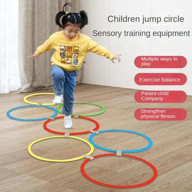 Outdoor Funny Physical Training Sport Lattice Jump Ring Set Game 10 Hoops 10 Connectors for Park Football Training Supplies