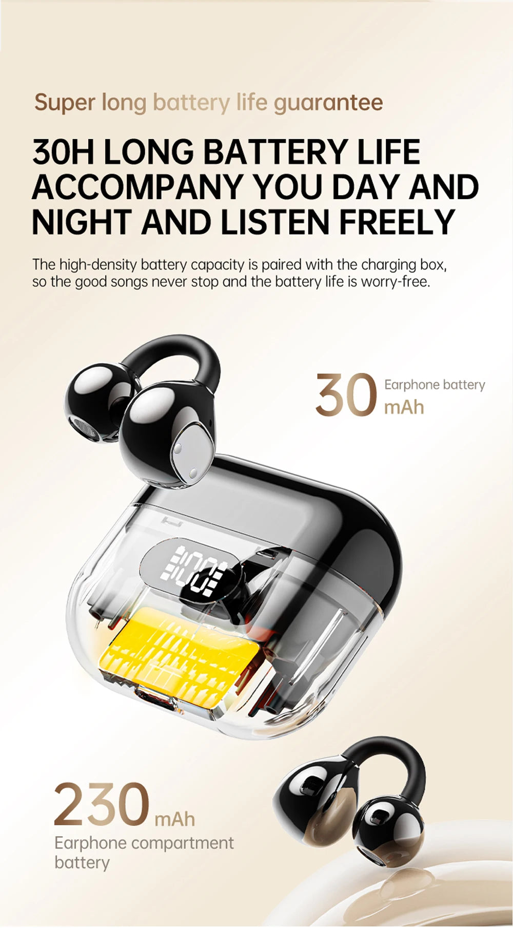 Earphone with Bluetooth 6.0 version X62 - Open-air wireless headphones for sports, commuting, low latency, high fidelity