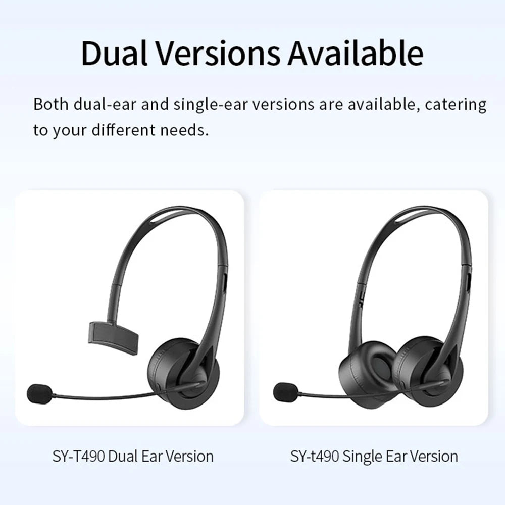 Bluetooth 5.3 Headphone With Mic Noise Reduction Hands-Free Call HiFi Lossless Wireless Headset For Call Center Office PC Laptop