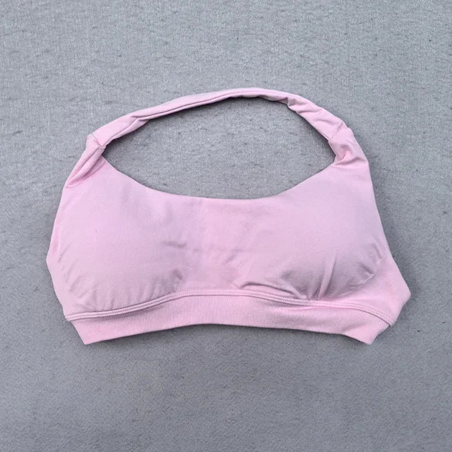 Gym Set 2pcs Women Backless Yoga Bra Top Workout Scrunch Pants Sports Suit Fitness Clothes Seamless Outfits Yoga Leggings