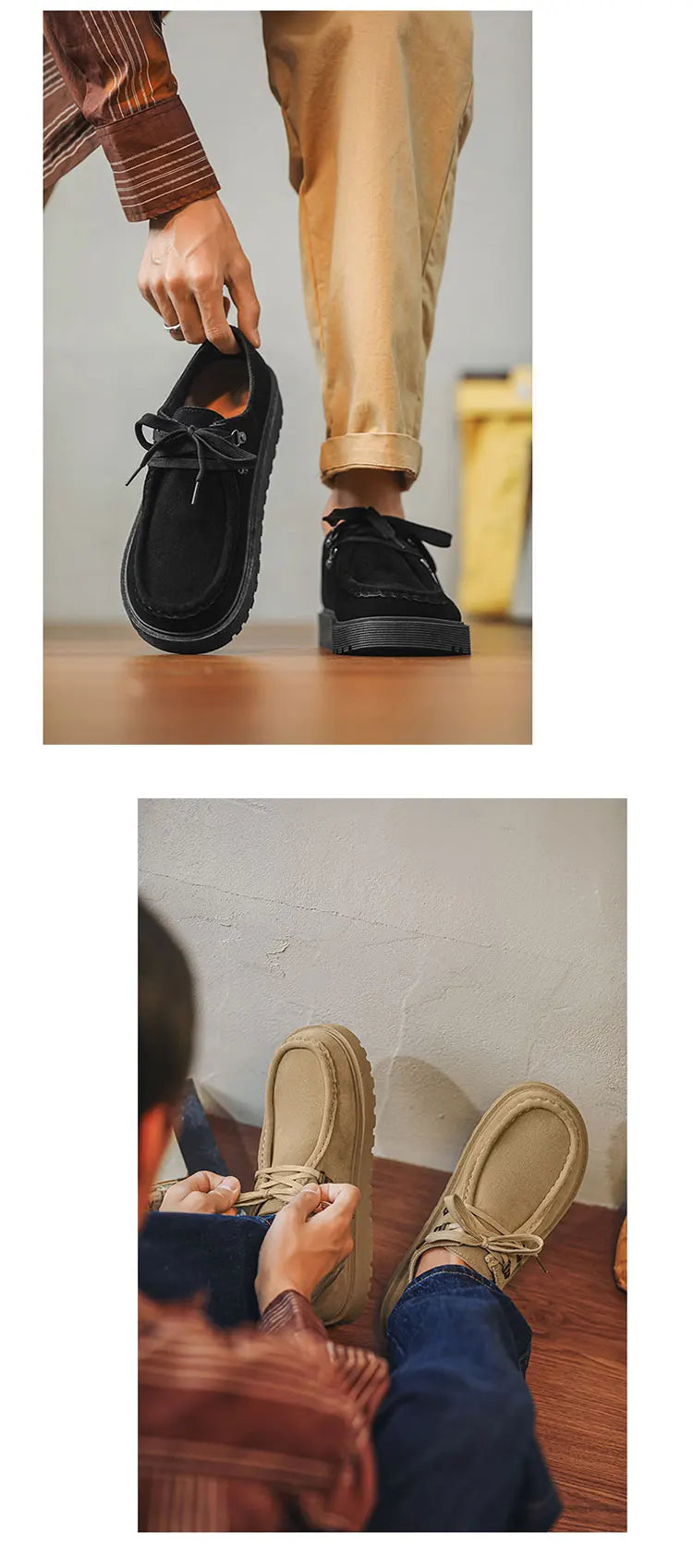 STRONGSHEN Men Casual Shoes Suede Leather Board Shoes Men Retro Thick Soled Suede Shoes Man Zapatos Para Hombre Calzado Hombre