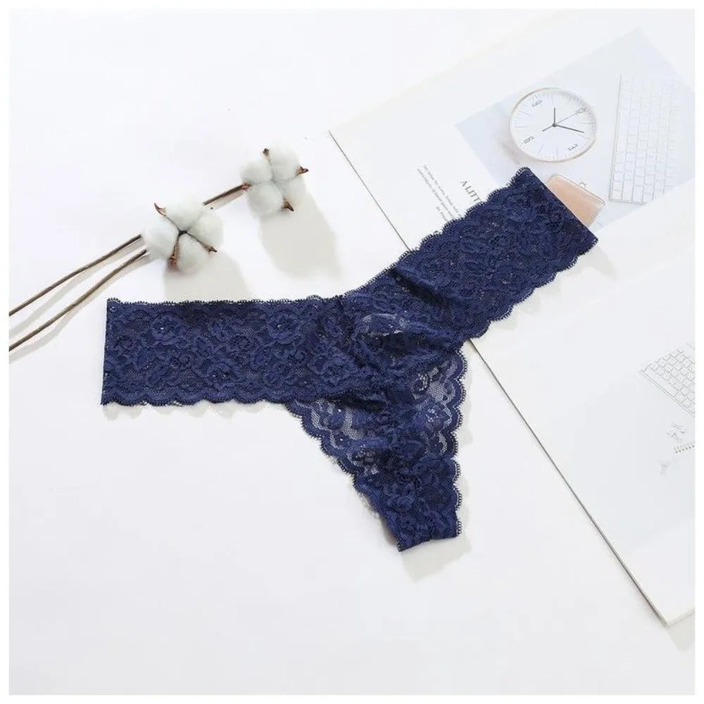 Lingerie Low Waist Lace Seamless Panties Thong Bow Underwear for Women Cotton Crotch Transparent Mesh Lace Briefs Lady