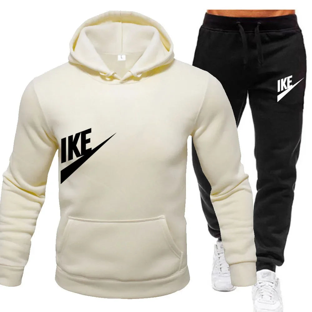 New autumn and winter jogging men's and women's sportswear set, a fashionable street hooded sweatshirt and pants 2-piece set