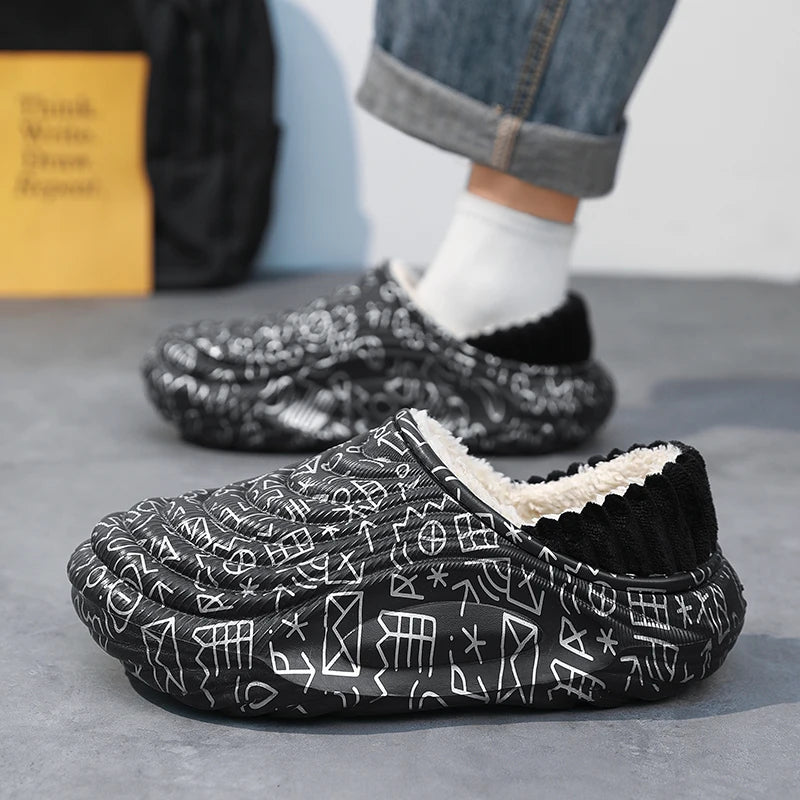 Men's Slippers Shoes for Men Unisex Warm Non-Slip Wear-resistant Thick Bottom Waterproof Add Cotton Heel Covering Fashion New