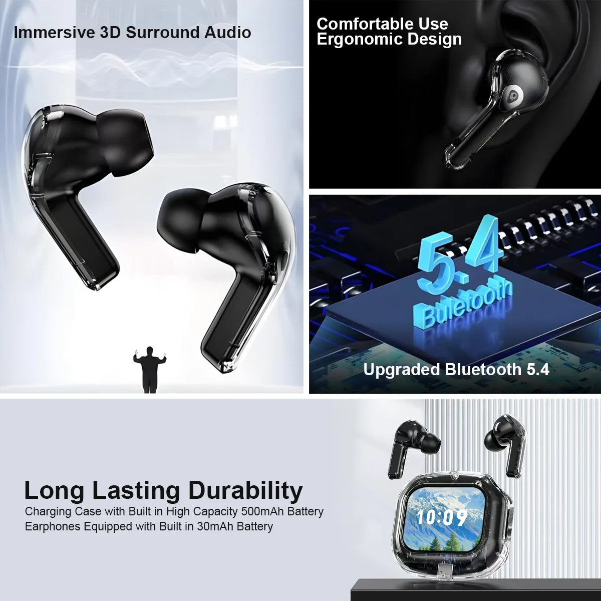 Wireless Bluetooth Headphones,144 Language Real Time Translation Earphones for Business,with Smart Touch Screen HiFi TWS Headset