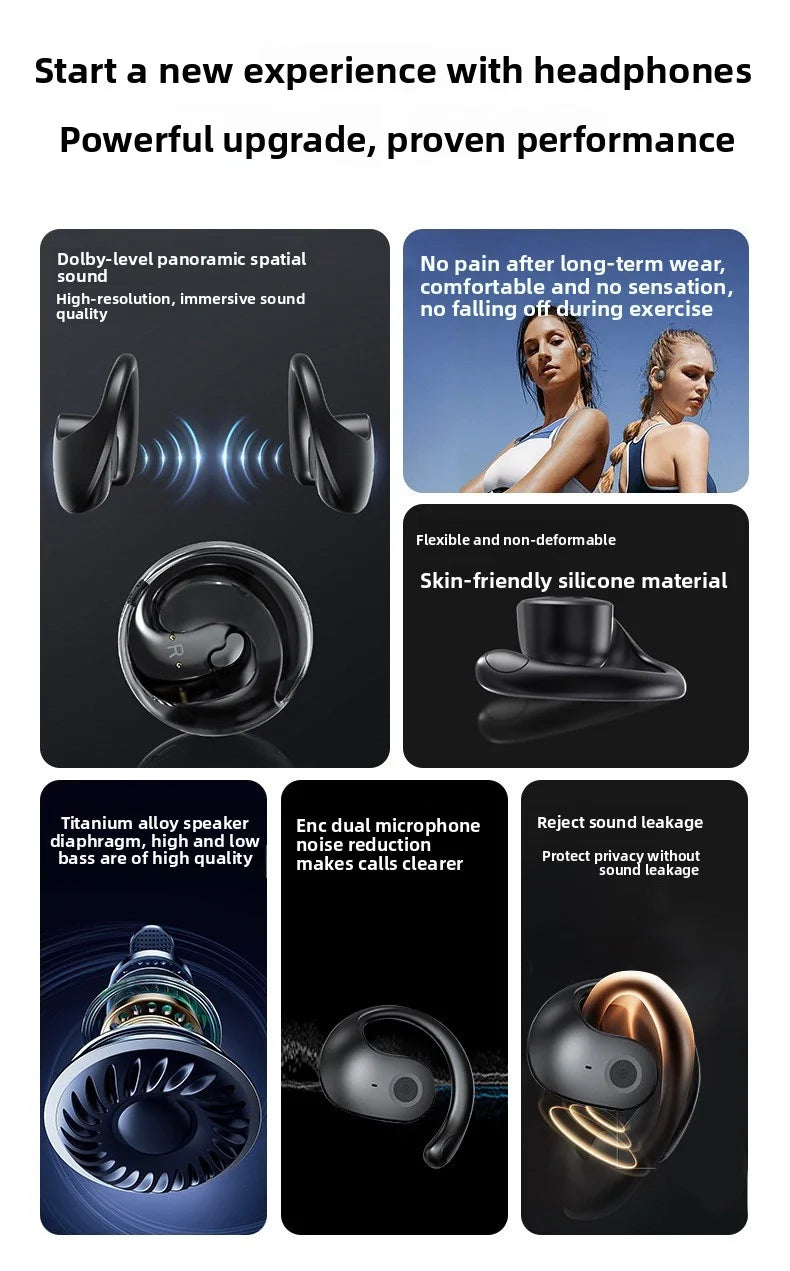 Bluetooth wireless headphones - bone conduction - touch control - non-intrusive earpiece - extremely long battery life