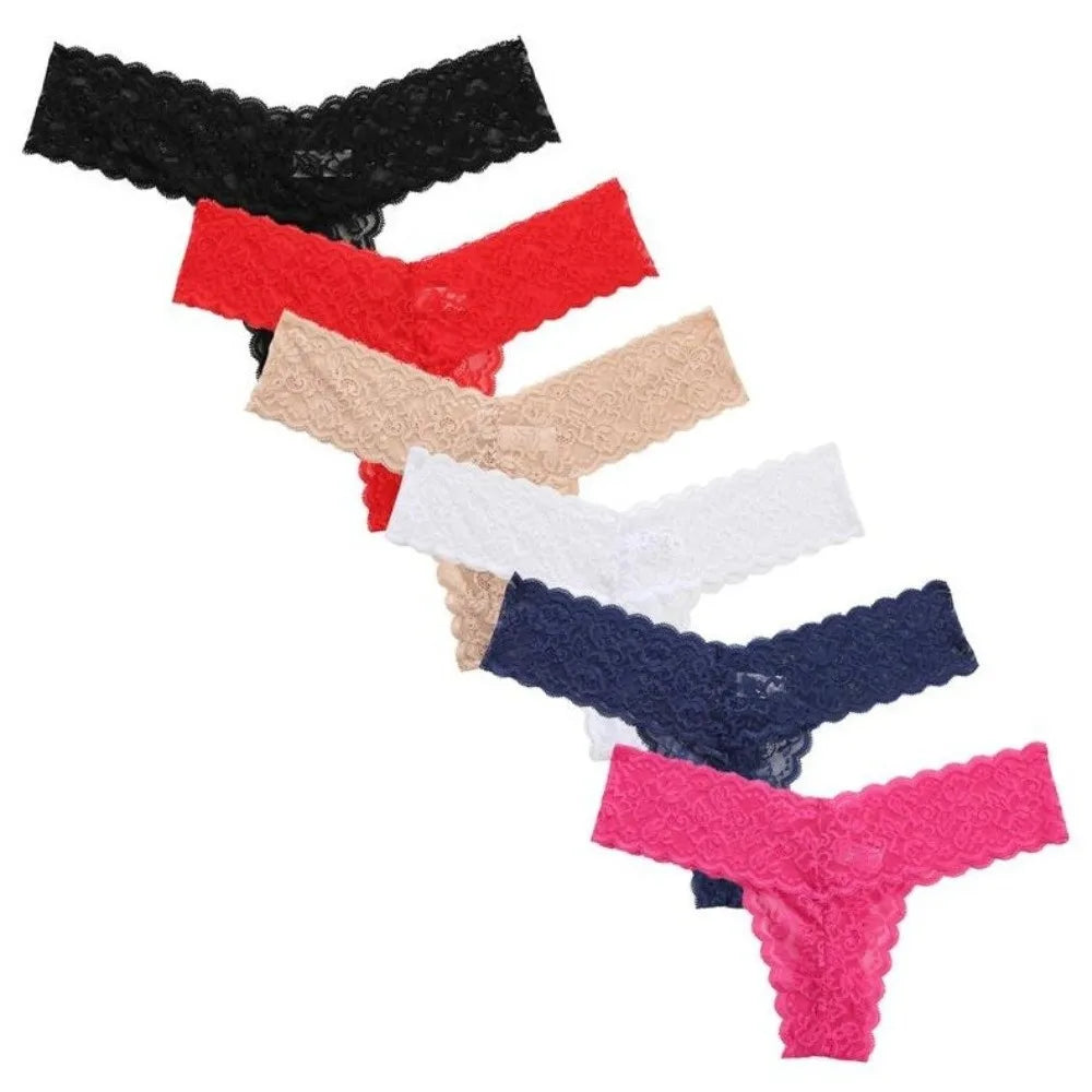 Lingerie Low Waist Lace Seamless Panties Thong Bow Underwear for Women Cotton Crotch Transparent Mesh Lace Briefs Lady