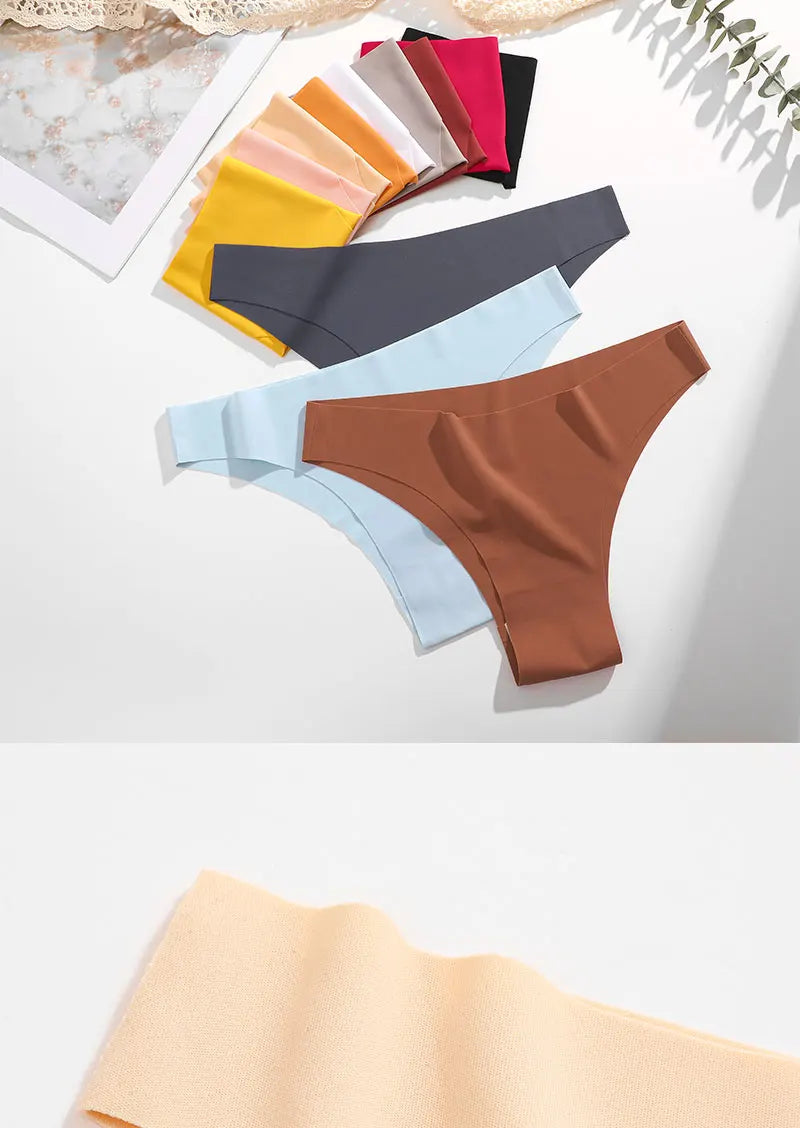 6Pcs/Set Low Waist Panties Plus Size Seamless Ice Silk Panty Sexy Girl Underwear Cotton Crotch Briefs Breathable Brazilian Pants