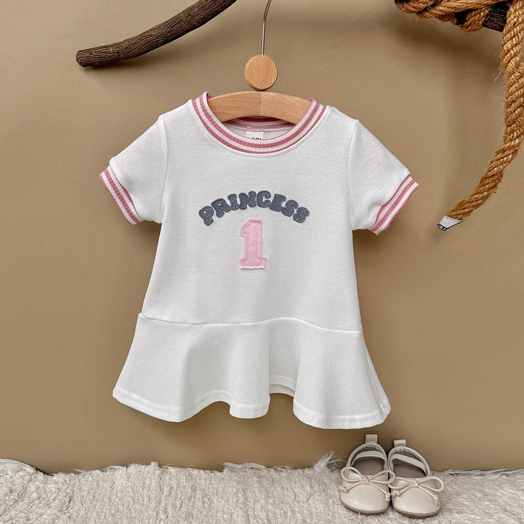 Summer Girls Dress  Round neck Short Sleeved Dress Baby Skirts Girl Casual Dresses  Suitable for babies aged 6 months to 3 years