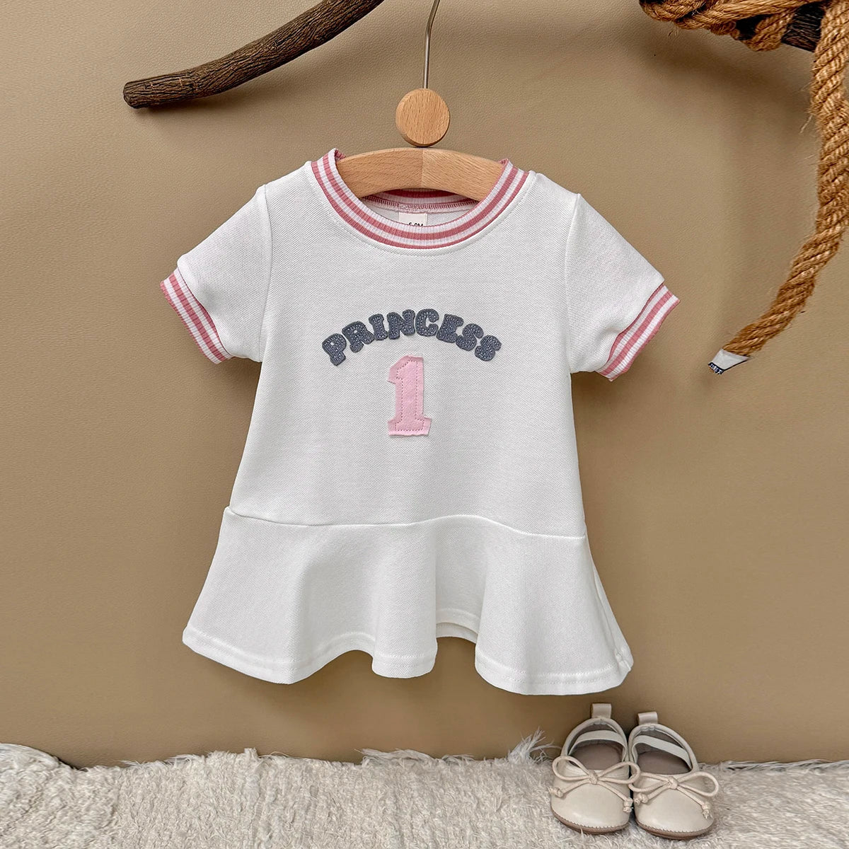 Summer Girls Dress  Round neck Short Sleeved Dress Baby Skirts Girl Casual Dresses  Suitable for babies aged 6 months to 3 years