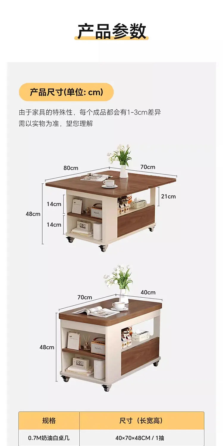 Folding Coffee Tables Multifunctional With Wheels Living Room Storage Side Tables Lounge Center Dining Table Hotel Furniture