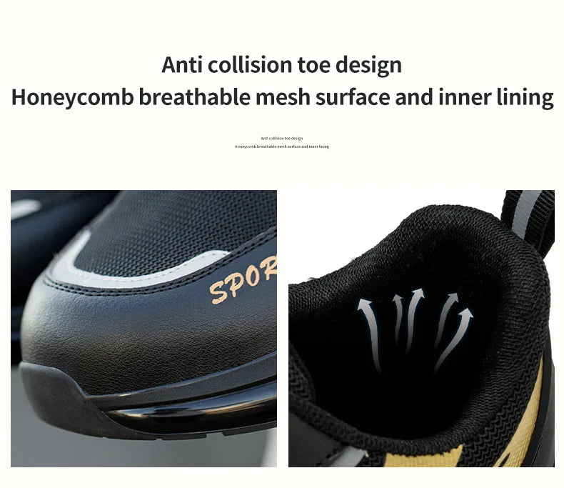 Steel Toe Safety Shoes Anti-smash Anti-Puncture Work Boots Men Slip Resistant Breathable Outdoor Work Indestructible Shoes