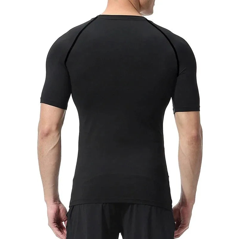 Summer Short Sleeve Men Compression Tee Shirt Bat Print Sport Quick Dry Gym Tshirt Fitness Workout Undershirt Elasticity Top Tee