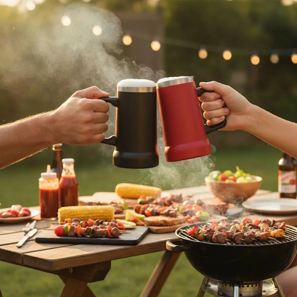 Household 24 OZ Thermal Drink Mug Big Capacity Stainless Steel Coffee Tumbler with Handle Vacuum Thermos Cup Summer