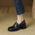 Shoes for Women Retro British Style Thick High Heels Loafers Platform Leather Shoes 2024 summer new French Square Toe Women Shoe
