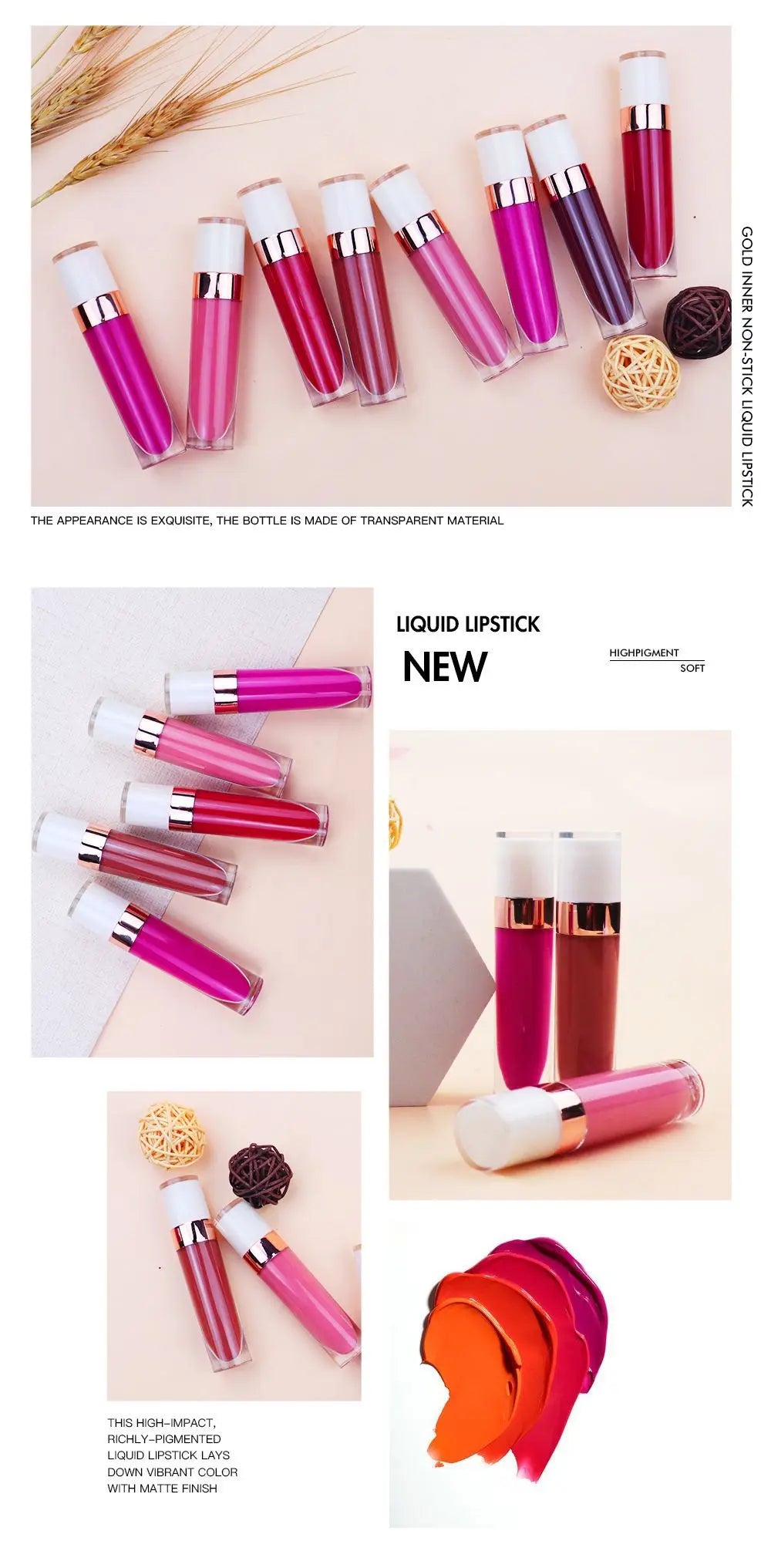 Liquid Lipstick Waterproof Private Label Makeup Lip gloss Rose Rouge Silk Liptint Matte Sexy Red White Lip Stain Lipgloss Bulk