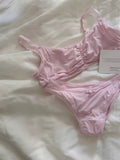 Pink Lace Bra Set Woman Adjusted-strap Seamless Bras+Low Waist Panties Female Casual Simple Solid High Elasticity Lingerie Sets