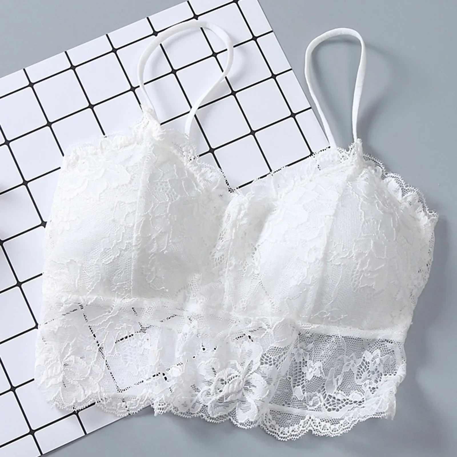 Summer Women Lace Sexy Top Sun Sleeveless Tops padded Bralette Bra Bustier Zipper Back Club Crop Tank lingerie женское белье