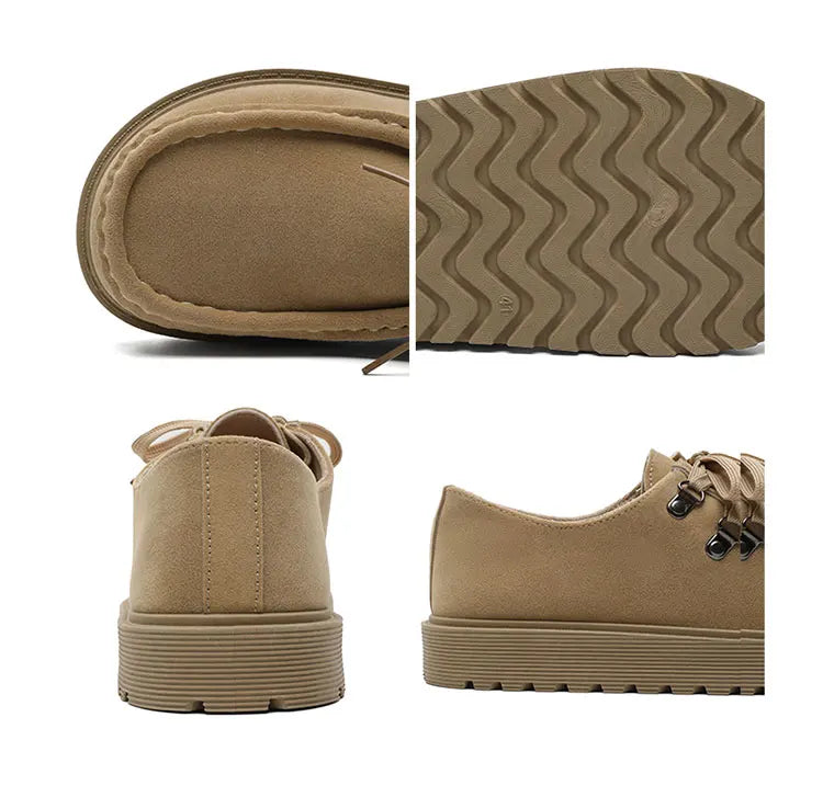 Men's wide toe barefoot shoes classic retro casual shoes lightweight outdoor sports walking shoes khaki thick soled work shoes