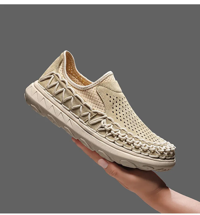 Summer Hand-woven Men's Shoes Fashion Men Casual Shoes Brand Designer Men Sneakers High Quality Outdoor Flats Driving Shoes