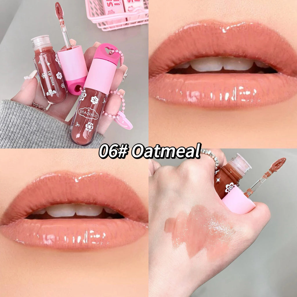 SHAQINUO Lustrous, tender and watery lip gloss, water-rich glass lips, mirror-like light makeup