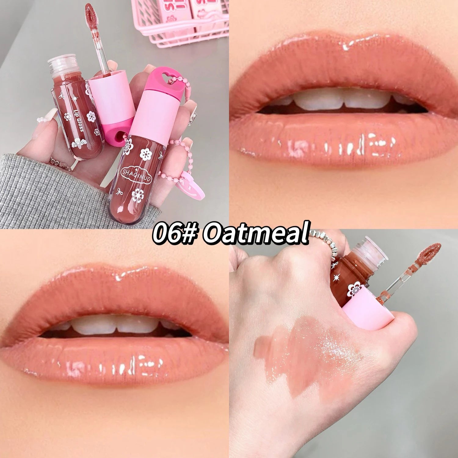 SHAQINUO Lustrous, tender and watery lip gloss, water-rich glass lips, mirror-like light makeup
