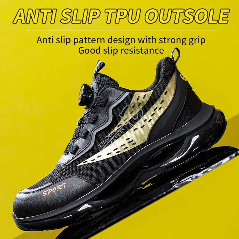 Steel Toe Safety Shoes Anti-smash Anti-Puncture Work Boots Men Slip Resistant Breathable Outdoor Work Indestructible Shoes