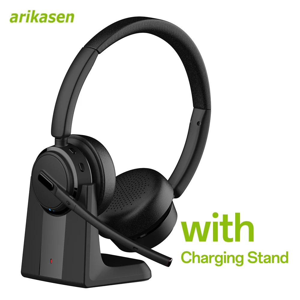 Wireless Bluetooth Headset Bluetooth 5.4 Headphones with Microphone Noise Canceling Multipoint Connect Wireless Headset for Work