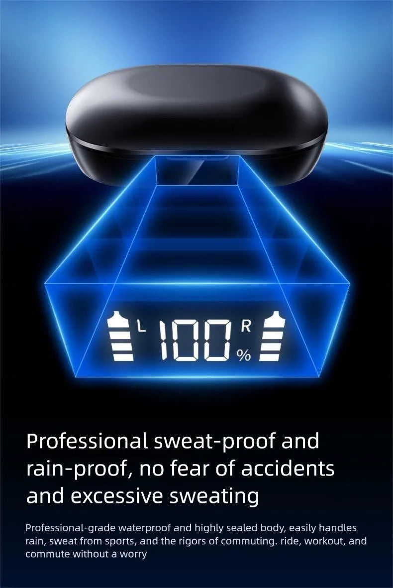 Bluetooth 5.3 Earphones True Wireless Headphones with Mic Button Control Noise Reduction Earhooks Waterproof Headset for Sports