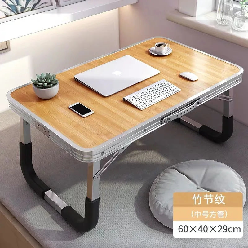 Aluminum Alloy Foldable Computer Table Wooden Lazy Dormitory Learning Folding Bed Outdoor Folding Table