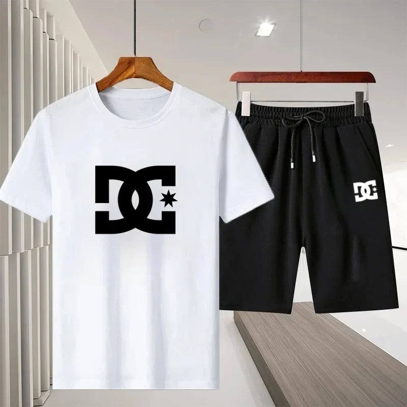 2026 Summer Men's Outdoor Leisure Sports Jogging Fitness Quick-Dry Set - Round Neck Short-Sleeved T-shirt and Shorts 2-Piece Set