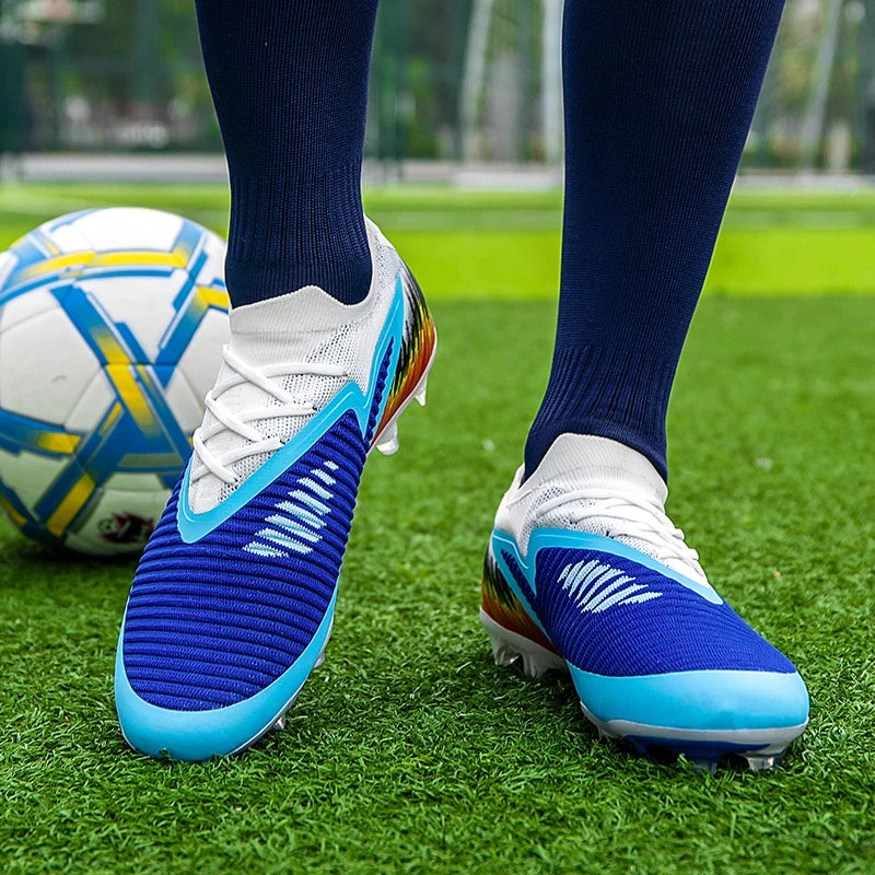 Football Shoes Men Quality Outdoor Training Soccer Boots Black White Long Spike Suitable for Teenager Boys Big Size