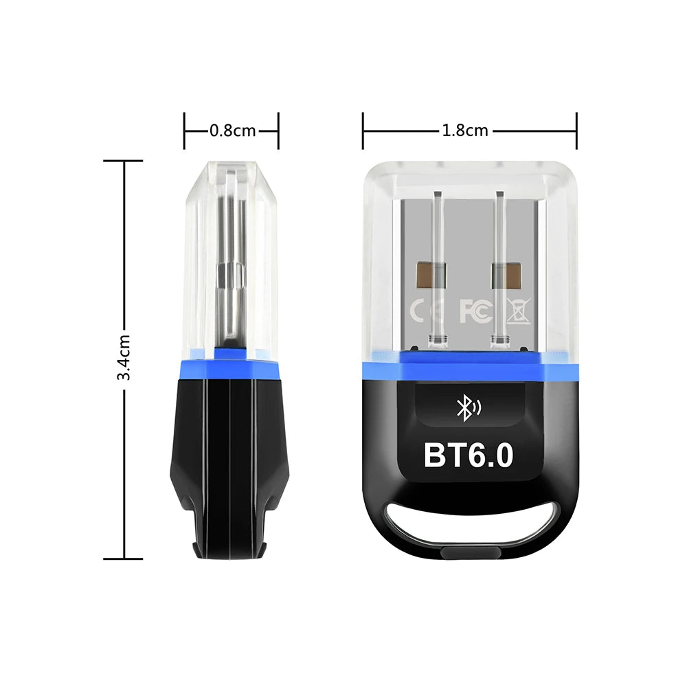 USB Bluetooth 6.0 Adapter Bluetooth5.4 Transmitter Receiver for Wireless Keyboard Mouse Audio Wireless USB Adapter for PC Laptop