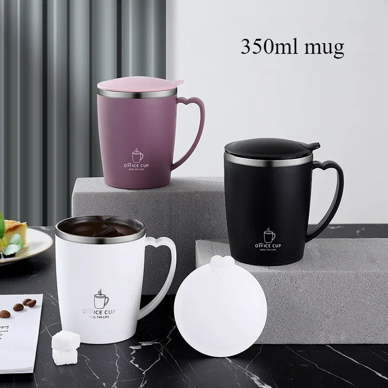 Portable Thermal Water Bottle 350ml Thermos Mug 304 Stainless Steel Coffee Cup with Handle Leak-Proof Vacuum Flask Insulated Cup