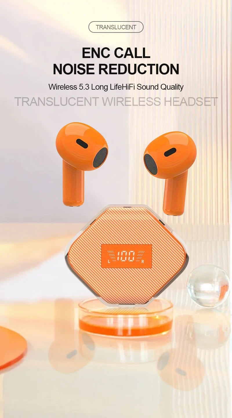 Wireless Bluetooth 5.3 Earphone With LED Screen HIFI ENC Call noise reduction Earbuds In-ears Headphones Gaming Headset With mic