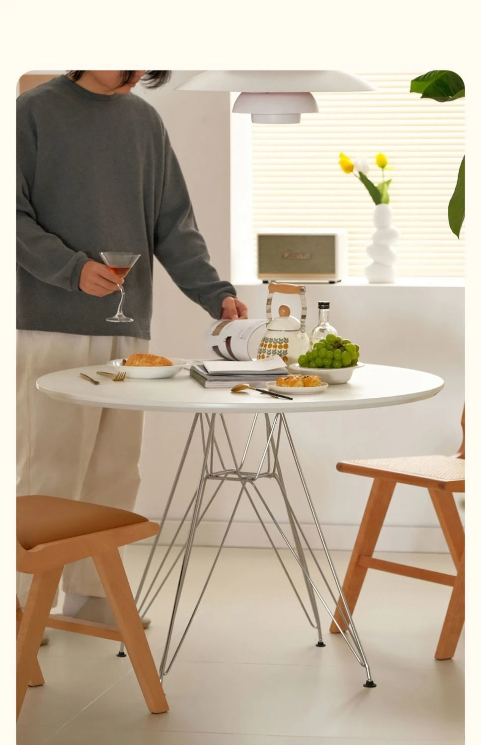 Portable Dining Table Folding Round Tables Kitchen Simple Removable Space Saves Modern Living Room and Dining Room Furniture