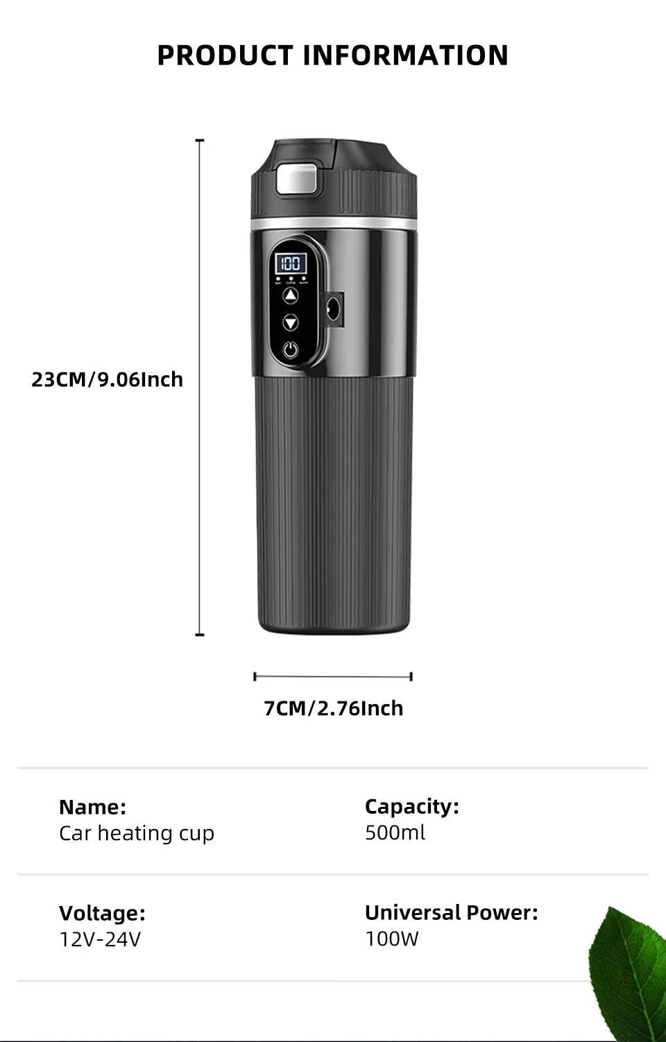 Car Thermos Cup 500ml Large Capacity 12V/24V Car Truck Universal Heating Cup Stainless Steel Car Electric Heating Cup