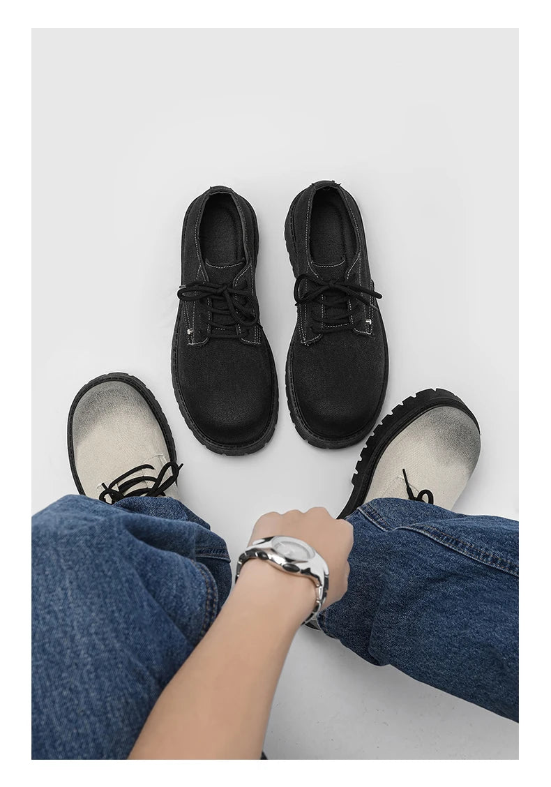 Men's shoes four seasons versatile casual non-slip wear-resistant comfort outdoor shoes youth fashion thick sole workwear shoes