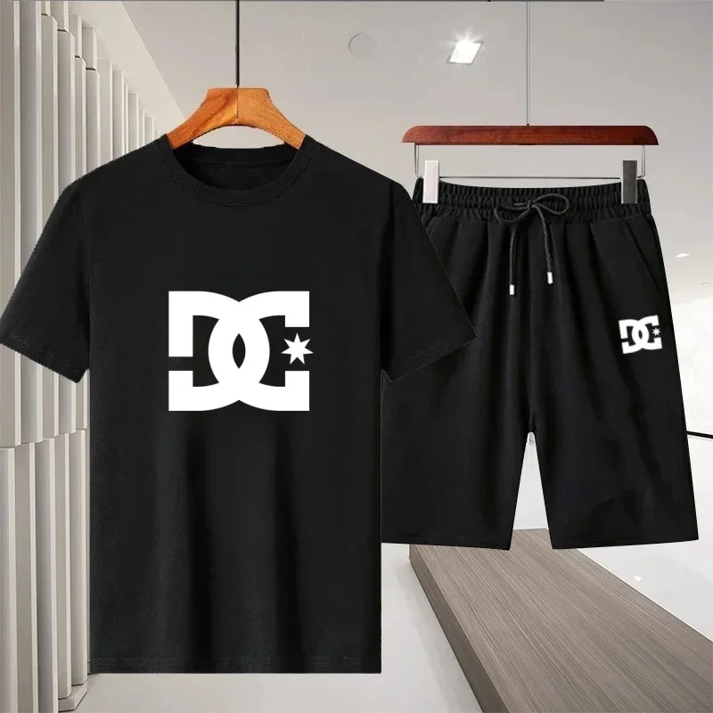 2026 Summer Men's Outdoor Leisure Sports Jogging Fitness Quick-Dry Set - Round Neck Short-Sleeved T-shirt and Shorts 2-Piece Set