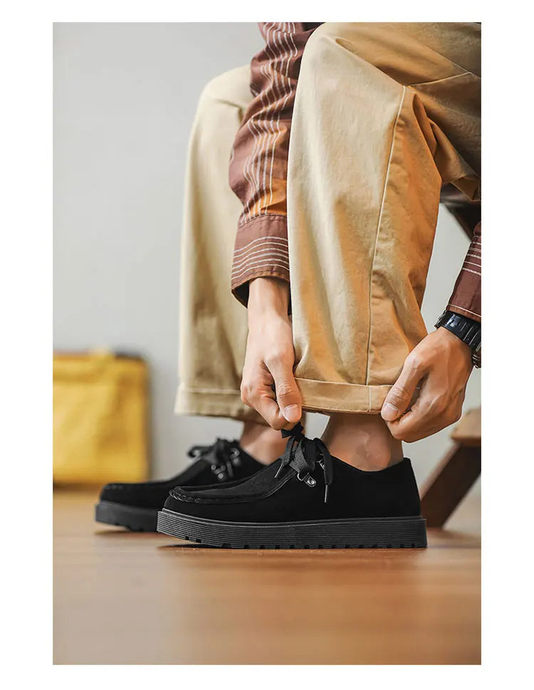 STRONGSHEN Men Casual Shoes Suede Leather Board Shoes Men Retro Thick Soled Suede Shoes Man Zapatos Para Hombre Calzado Hombre